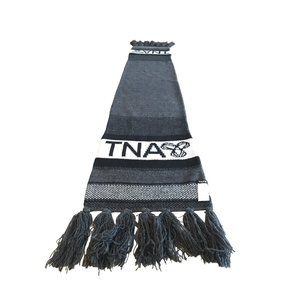 TNA GREY BLACK LOGO FRINGE High Bulk Long Scarf